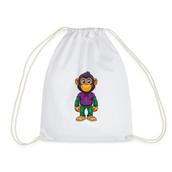 Bonobo Funny Kawaii Cartoon Character Clipart - Drawstring Bag - white - Front