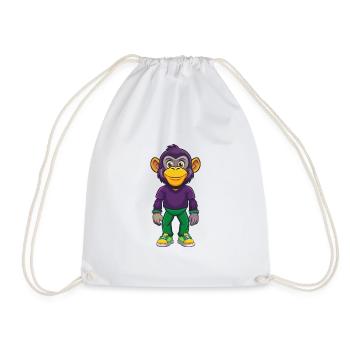 Chimpanzé Drôle Kawaii Dessin animé Personnage Clipart - Sac de sport léger - blanc - Devant