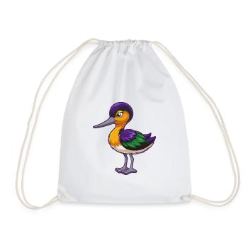 Avocet Funny Kawaii Cartoon Character Clipart - Drawstring Bag - white - Front