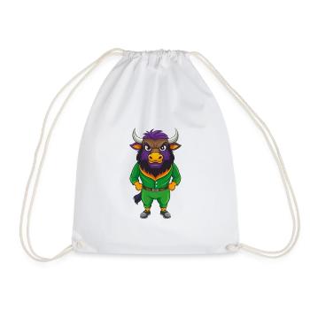 Bison Funny Kawaii Cartoon Character Clipart - Drawstring Bag - white - Front