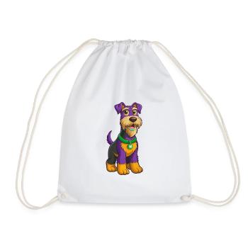 Airedale Terrier Chien Kawaii Personnage de dessin animé - Sac de sport léger - blanc - Devant