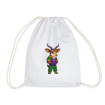 Antelope Funny Kawaii Cartoon Character Clipart - Drawstring Bag - white - Front