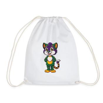 Cheetah Funny Kawaii Cartoon Character Clipart - Drawstring Bag - white - Front