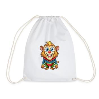 Mandrill Cute Cartoon Character Kawaii Clipart - Drawstring Bag - white - Front