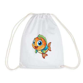 Fish Cute Cartoon Character Kawaii Clipart - Drawstring Bag - white - Front