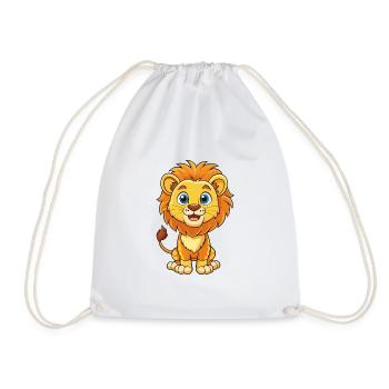 Lion Cute Cartoon Character Kawaii Clipart - Drawstring Bag - white - Front