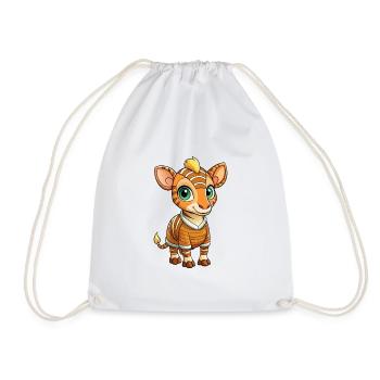 Okapi Cute Cartoon Character Kawaii Clipart - Drawstring Bag - white - Front