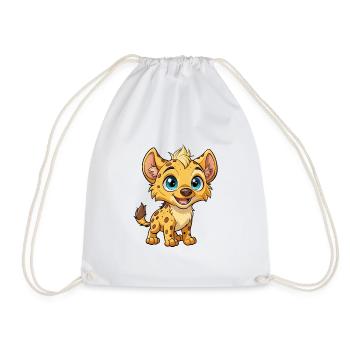 Hyena Cute Cartoon Character Kawaii Clipart - Drawstring Bag - white - Front