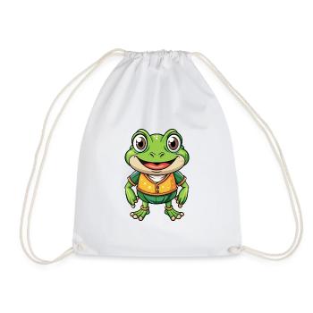 Frosch Niedliche Zeichentrickfigur Kawaii Clipart - Turnbeutel - Weiß - Vorne