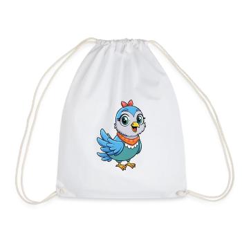 Taube Niedliche Zeichentrickfigur Kawaii Clipart - Turnbeutel - Weiß - Vorne