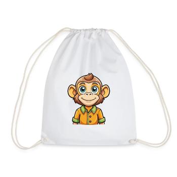 Bonobo Cute Cartoon Character Kawaii Clipart - Drawstring Bag - white - Front