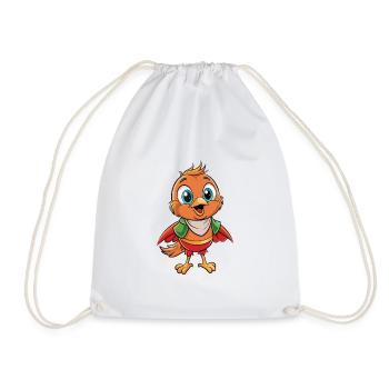 Robin Cute Cartoon Character Kawaii Clipart - Drawstring Bag - white - Front