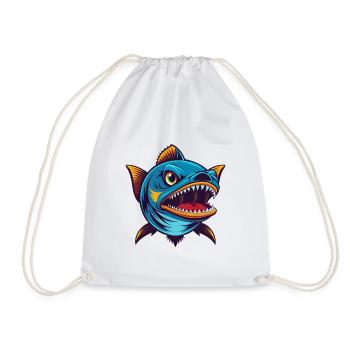 Barracuda Coloré Kawaii Dessin Animé Personnage Animal de compagnie - Sac de sport léger - blanc - Devant