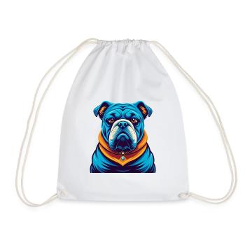 Bulldog Colorful Kawaii Cartoon Character Clipart - Drawstring Bag - white - Front