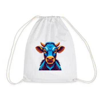 Cow Colorful Kawaii Cartoon Character Clipart - Drawstring Bag - white - Front