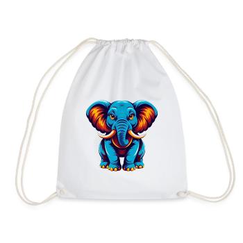 Elefant Bunte Kawaii Cartoon Figur Clipart - Turnbeutel - Weiß - Vorne