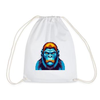 Gorilla Colorful Kawaii Cartoon Character Clipart - Drawstring Bag - white - Front