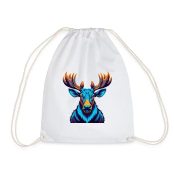 Moose Colorful Kawaii Cartoon Character Clipart - Drawstring Bag - white - Front