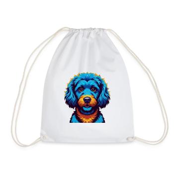 Pudel Hund Bunt Kawaii Cartoon Figur Haustier - Turnbeutel - Weiß - Vorne