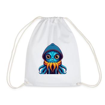Squid Colorful Kawaii Cartoon Character Clipart - Drawstring Bag - white - Front