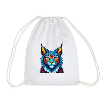 Lynx Colorful Kawaii Cartoon Character Clipart - Drawstring Bag - white - Front