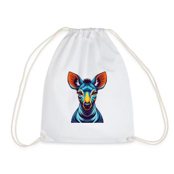 Okapi Colorful Kawaii Cartoon Character Clipart - Drawstring Bag - white - Front
