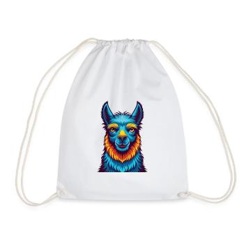 Llama Colorful Kawaii Cartoon Character Clipart - Drawstring Bag - white - Front