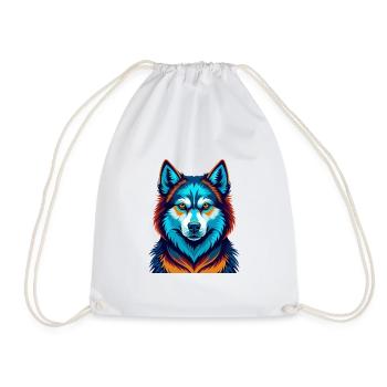 Husky Dog Colorful Kawaii Cartoon Character Pet - Drawstring Bag - white - Front