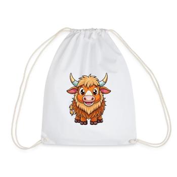 Yak Cute Cartoon Character Kawaii Clipart - Drawstring Bag - white - Front