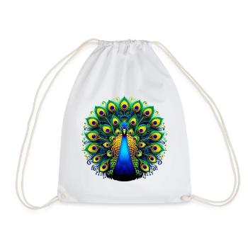 Peacock - Drawstring Bag - white - Front