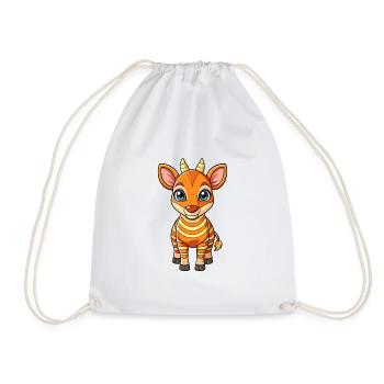 Okapi Cute Cartoon Character Kawaii Clipart - Drawstring Bag - white - Front