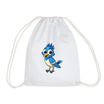 Jay Bird Cute Cartoon Character Kawaii Clipart - Drawstring Bag - white - Front