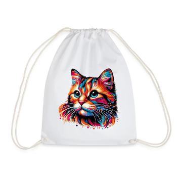 Cat - Drawstring Bag - white - Front