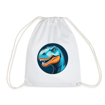 Dinosaur Cute Kawaii Cartoon Animal Pet Logo - Drawstring Bag - white - Front