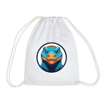 Dragon de Komodo Mignon Kawaii Dessin animé Animal Animal Logo - Sac de sport léger - blanc - Devant