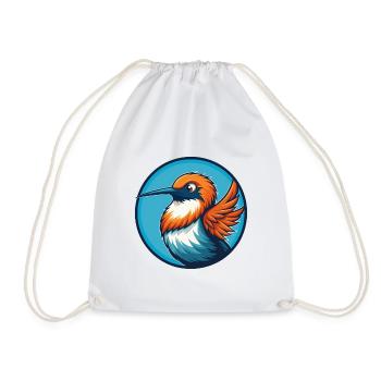 Hummingbird Cute Kawaii Cartoon Animal Pet Logo - Drawstring Bag - white - Front