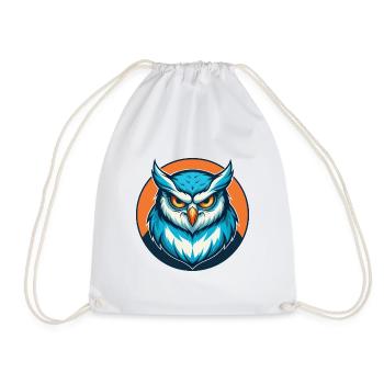Owl Cute Kawaii Cartoon Clipart Animal Pet Logo - Drawstring Bag - white - Front