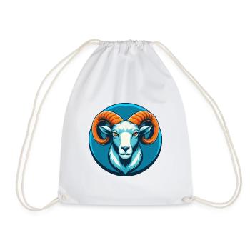 Ram Niedliche Kawaii Cartoon Clipart Tier Haustier Logo - Turnbeutel - Weiß - Vorne
