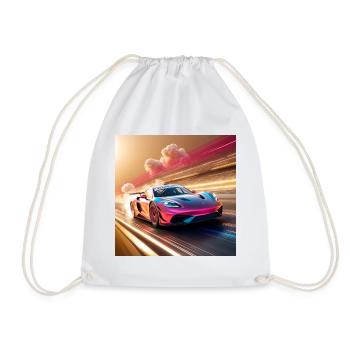 A sleek lowpoly 3D car model A racing car - Drawstring Bag - white - Front