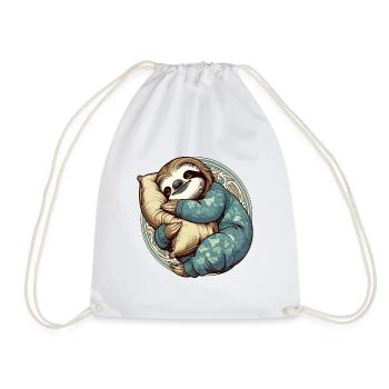 Sloth Sleeping Passion Gift - Drawstring Bag - white - Front