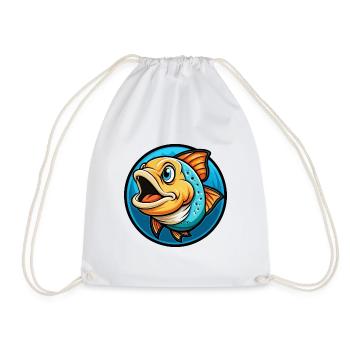 Fish Colorful Kawaii Cartoon Character Clipart Pet - Drawstring Bag - white - Front