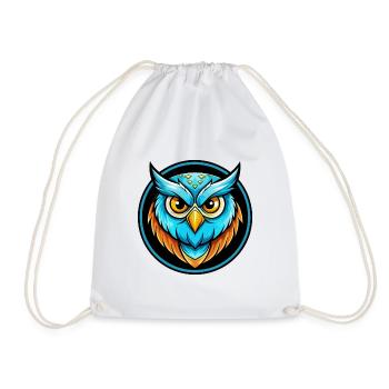 Owl Colorful Kawaii Cartoon Character Clipart Pet - Drawstring Bag - white - Front