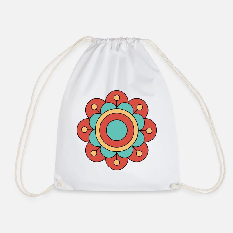 Cute And Colorful Funky Flower - Drawstring Bag - white