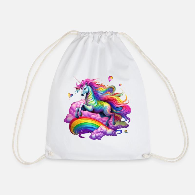 Fee Regenbogen Einhorn - Turnbeutel - Weiß