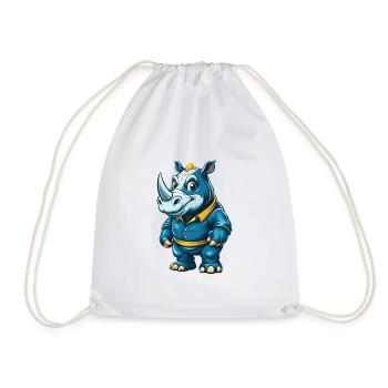 Rhino Cool Kawaii Dessin animé Personnage Clipart - Sac de sport léger - blanc - Devant