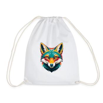 Fox Cute Kawaii Cartoon Clipart Animal Face - Drawstring Bag - white - Front