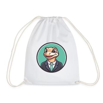 Eidechse Kawaii Cartoon Figur Tier Haustier Gesicht - Turnbeutel - Weiß - Vorne