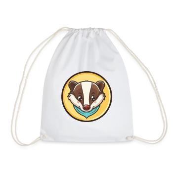 Dachs Kawaii Zeichentrickfigur Tier Haustier Gesicht - Turnbeutel - Weiß - Vorne