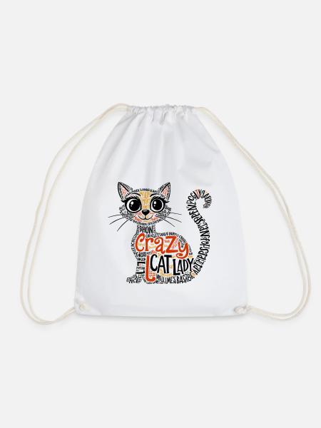 Crazy Cat Lady, Typografie, Kunst des Textes - Turnbeutel - Weiß
