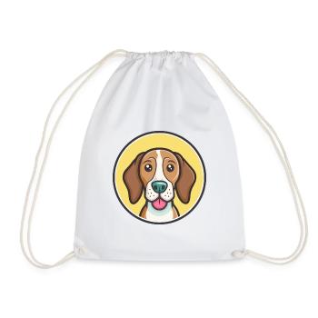 Welsh Hound Dog Breed Funny Cartoon Kawaii Clipart - Drawstring Bag - white - Front